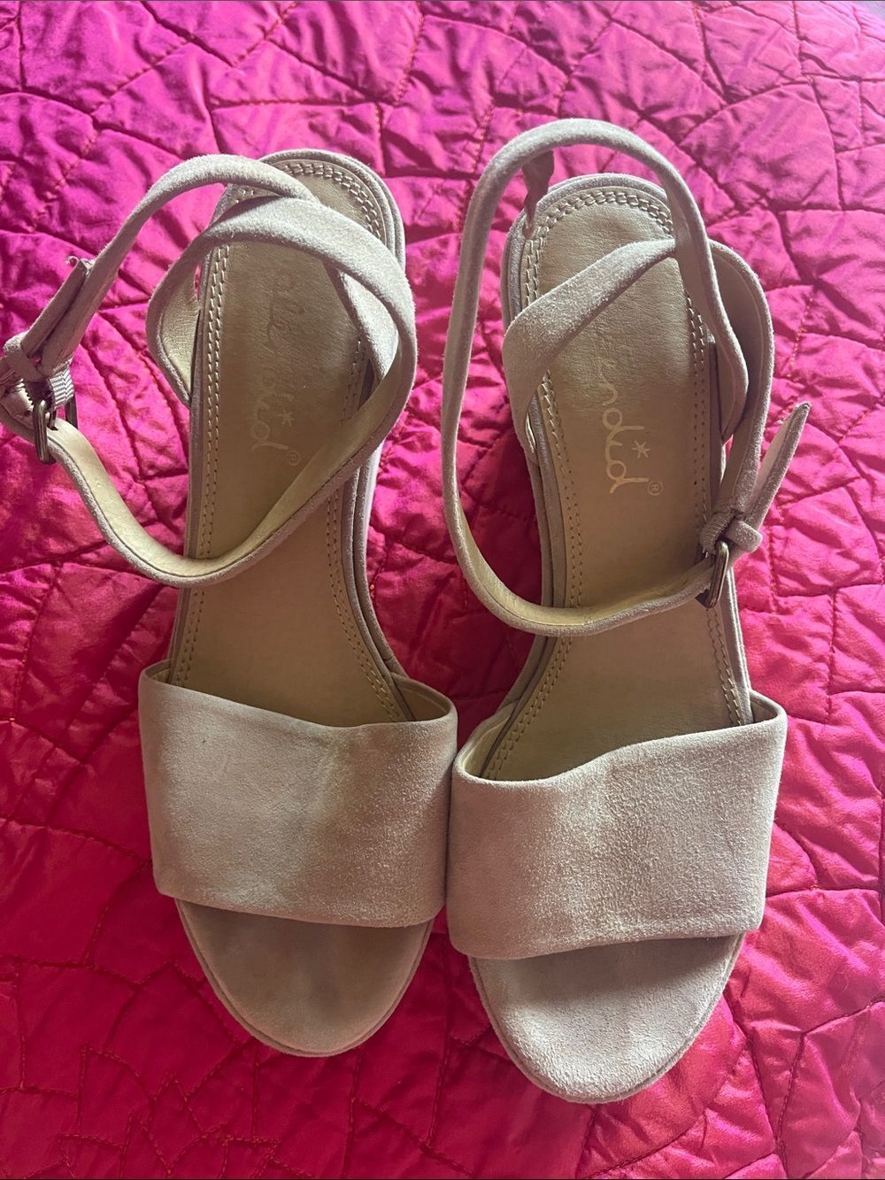 Splendid Beige Suede Ankle-Strap Sandals
